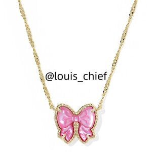 Haley Bow Gold Short Pendant Necklace